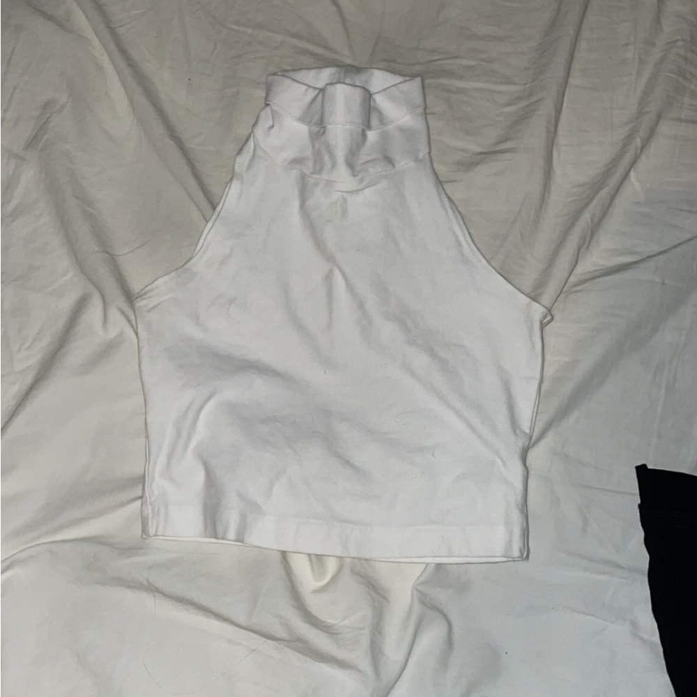 american apparel cropped white shirt with turtle neck
